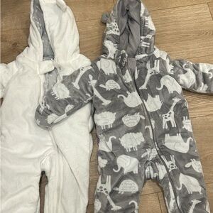Cozy Baby Snowsuits - White and Gray